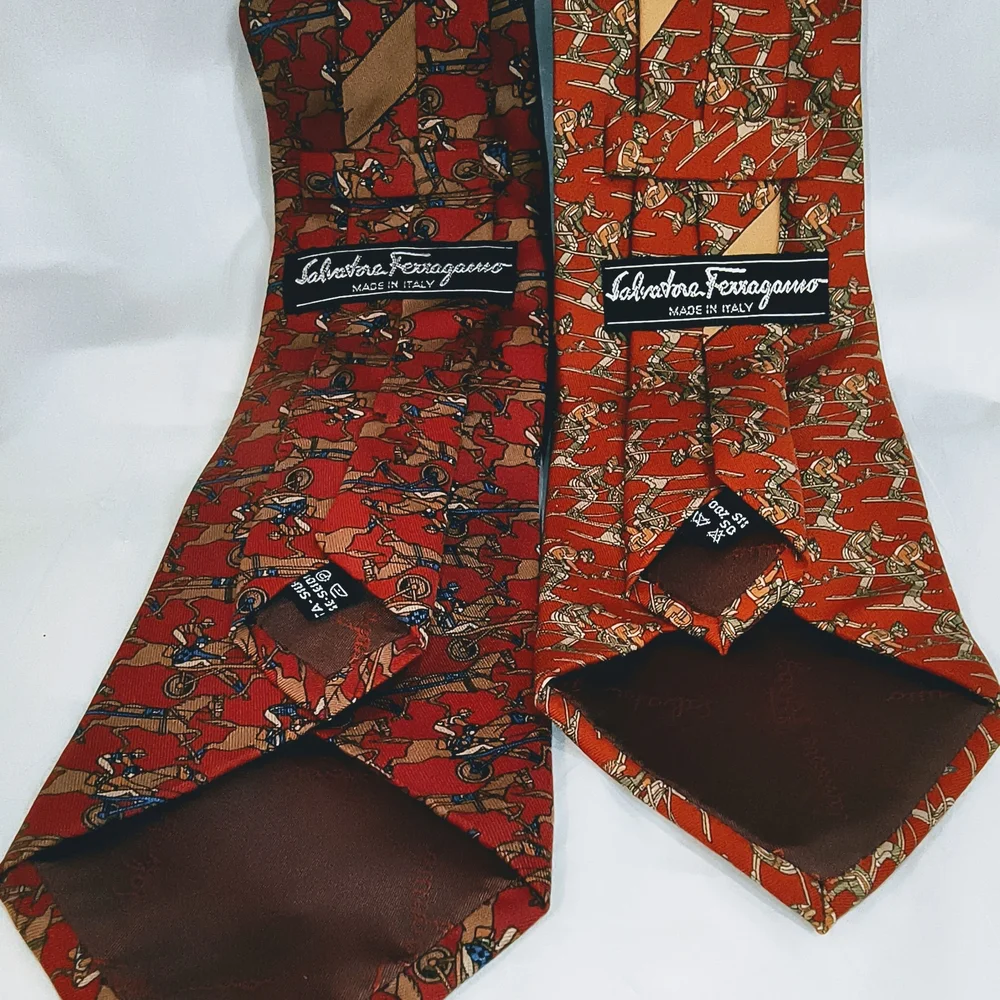 FERRAGAMO - 2 Red / Brown Patterned‎ Salvatore Ferragamo Ties Bundle